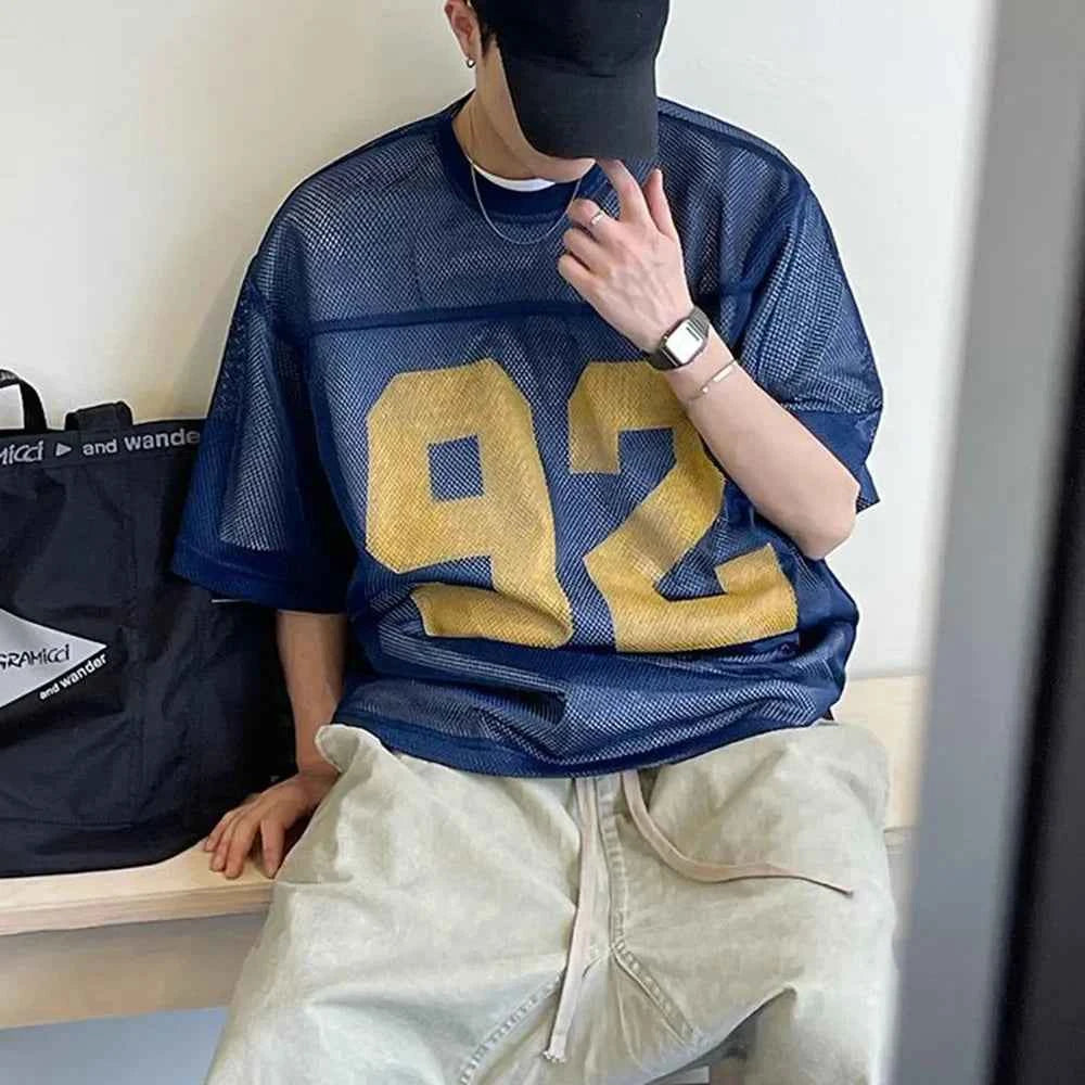 Men Breathable Mesh Layering Ball T-Shirt