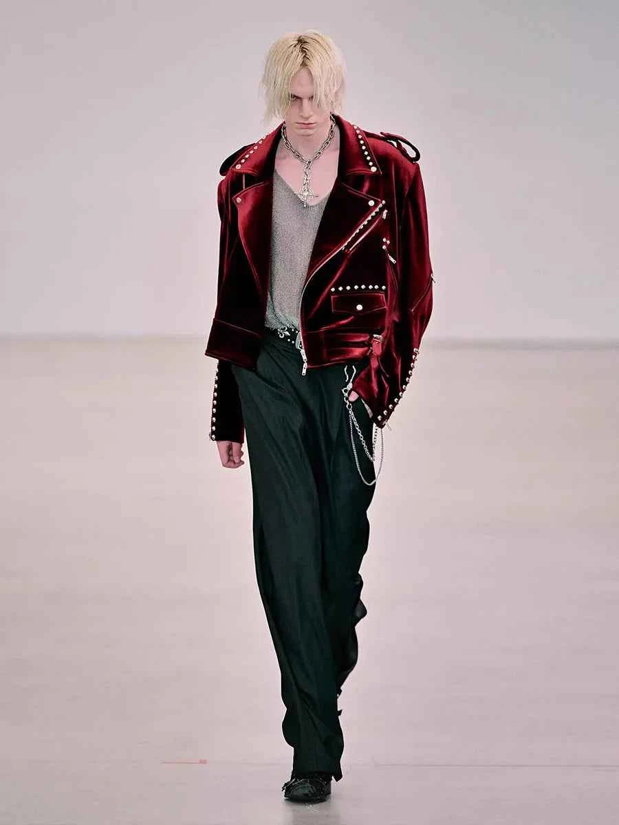 Luxury Soft Velvet Moto Biker Zipper Jacket