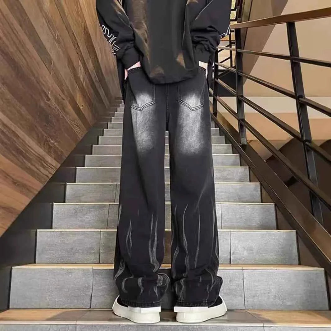 Gothic Winter Dye Denim Straight Leg Jeans