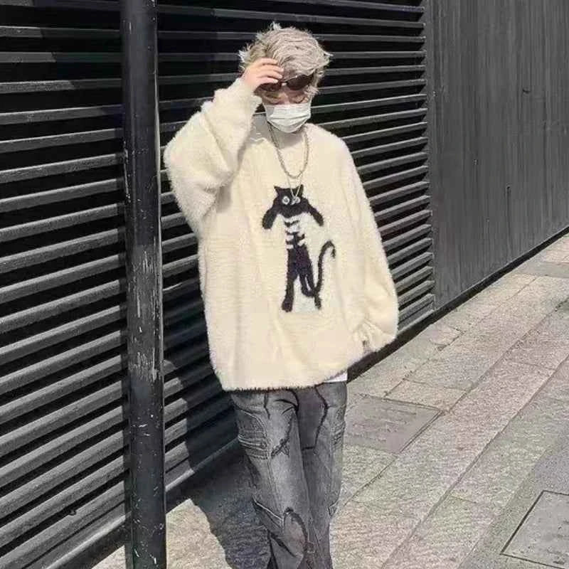 Cozy Japanese Cartoon Cat Knitwear Sweater