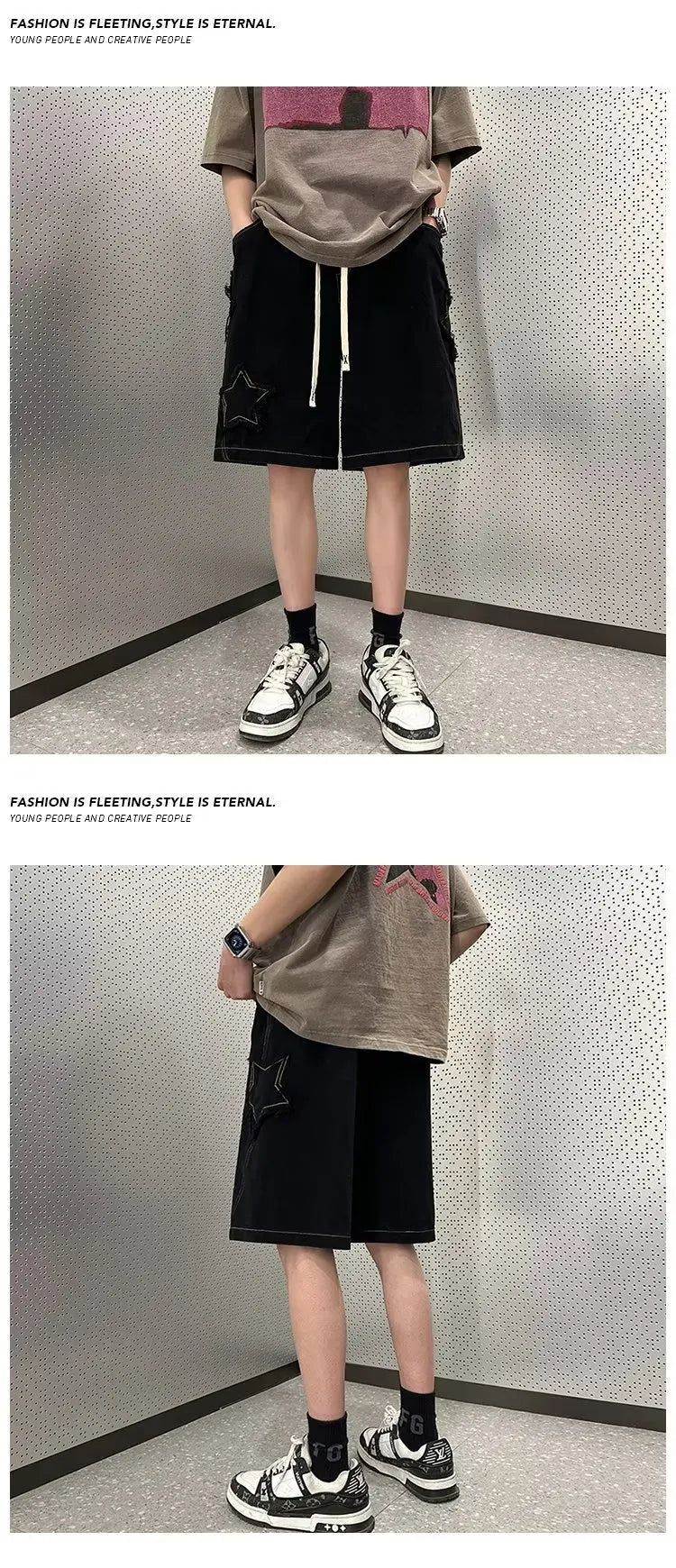 Pentagram Star Embroider Shorts