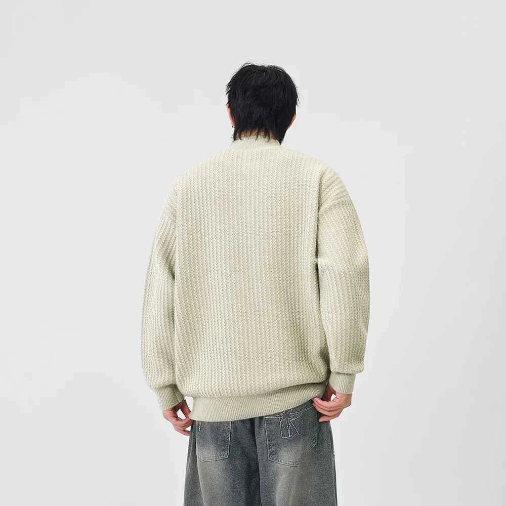 Cozy Mock Neck Waffle Knit Jumper Sweater