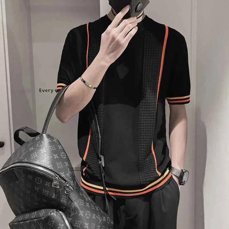 Classic Comfort Plaid Casual Short Sleeve Knit T-Shirt