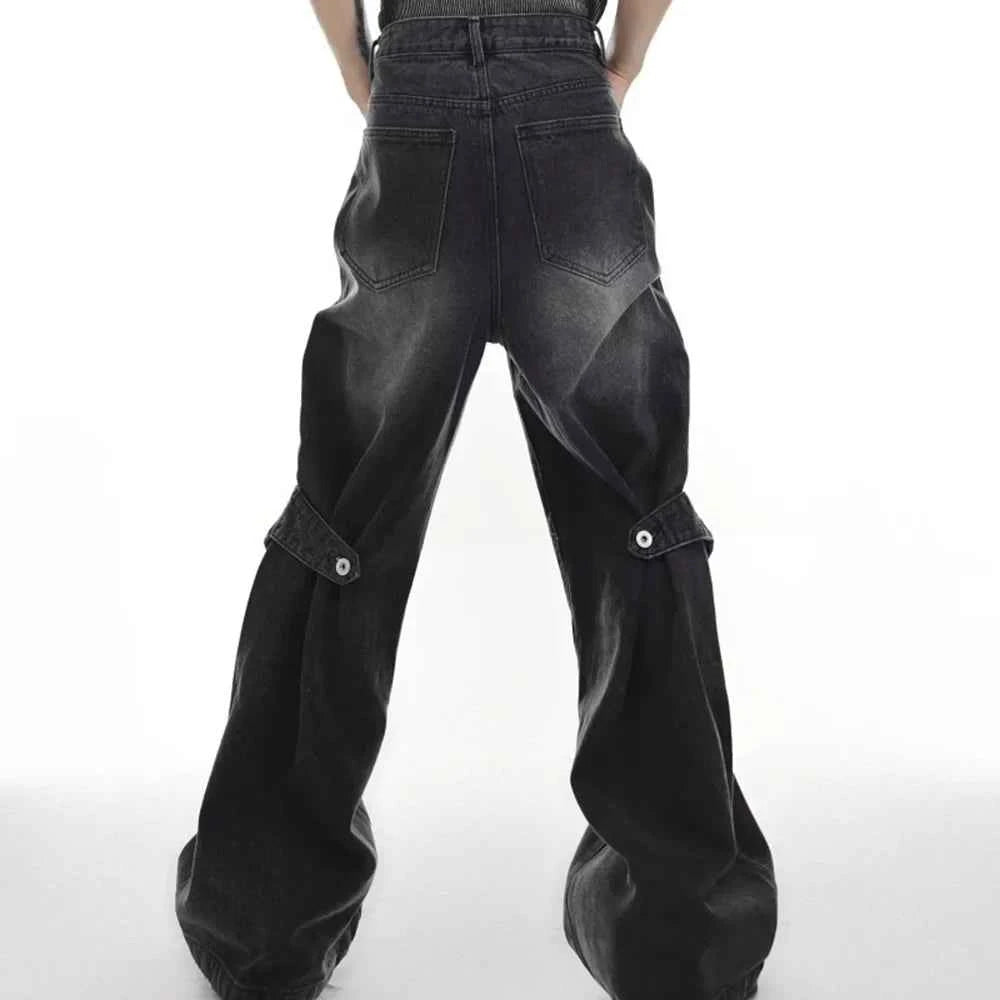 Vintage Streetwear Gradient Flared Wide Leg Jeans