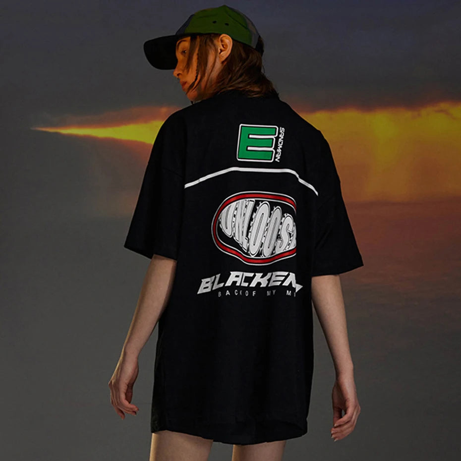 Streetwear Oversized Fashion Motorcycle Racing Style T-Shirt