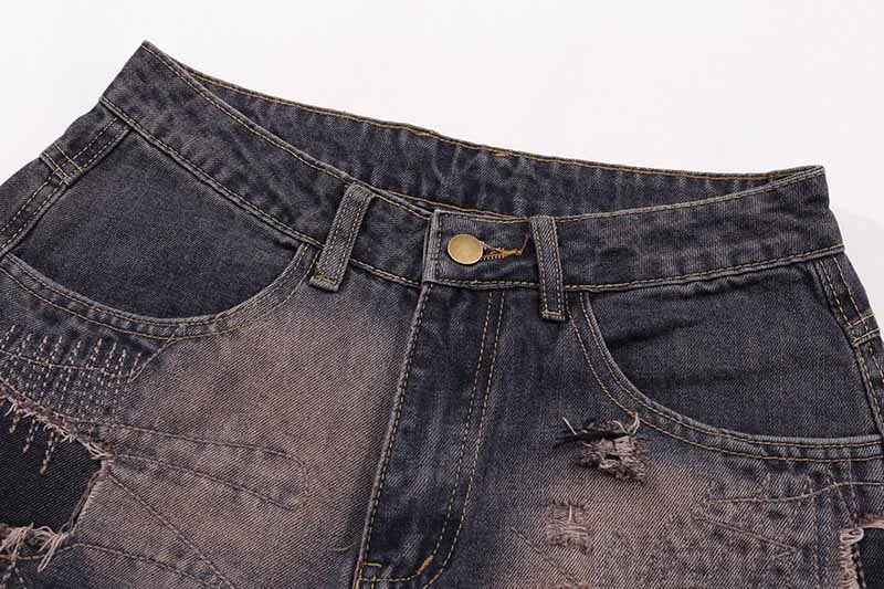 Streetwear Ripped Washed Wide Leg Jeans