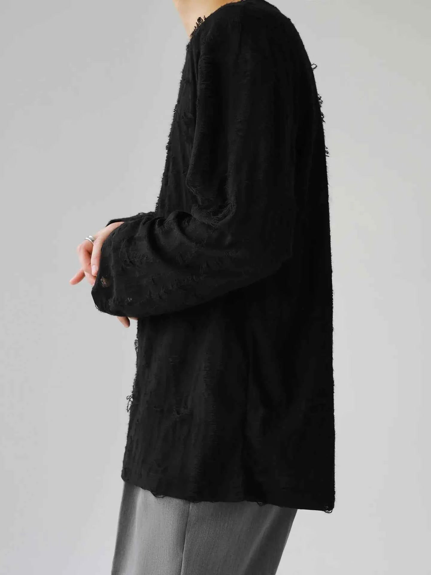 Breathable Retro Distressed Long Sleeve T-Shirt