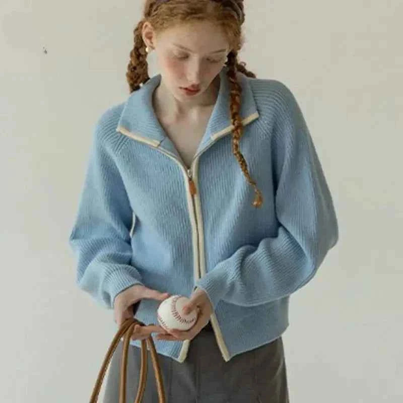 Y2K Women Cozy Knitted Zipper Cardigan