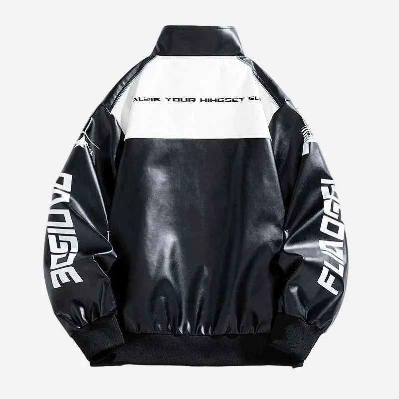Trendy Streetwear Hip Hop Faux Leather Motorcycle Jacket