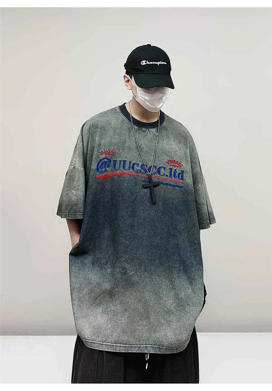 Vintage Embroidery Denim Hip Hop T-Shirt