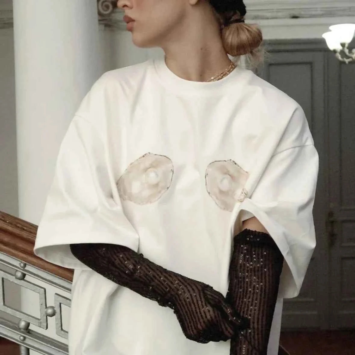 Vintage Russian Style Printed Short-Sleeved T-Shirt