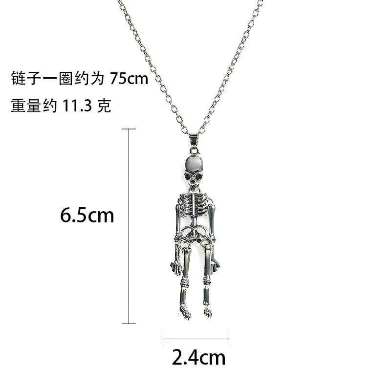 Spooky Skeleton Ghost Pendant Necklace