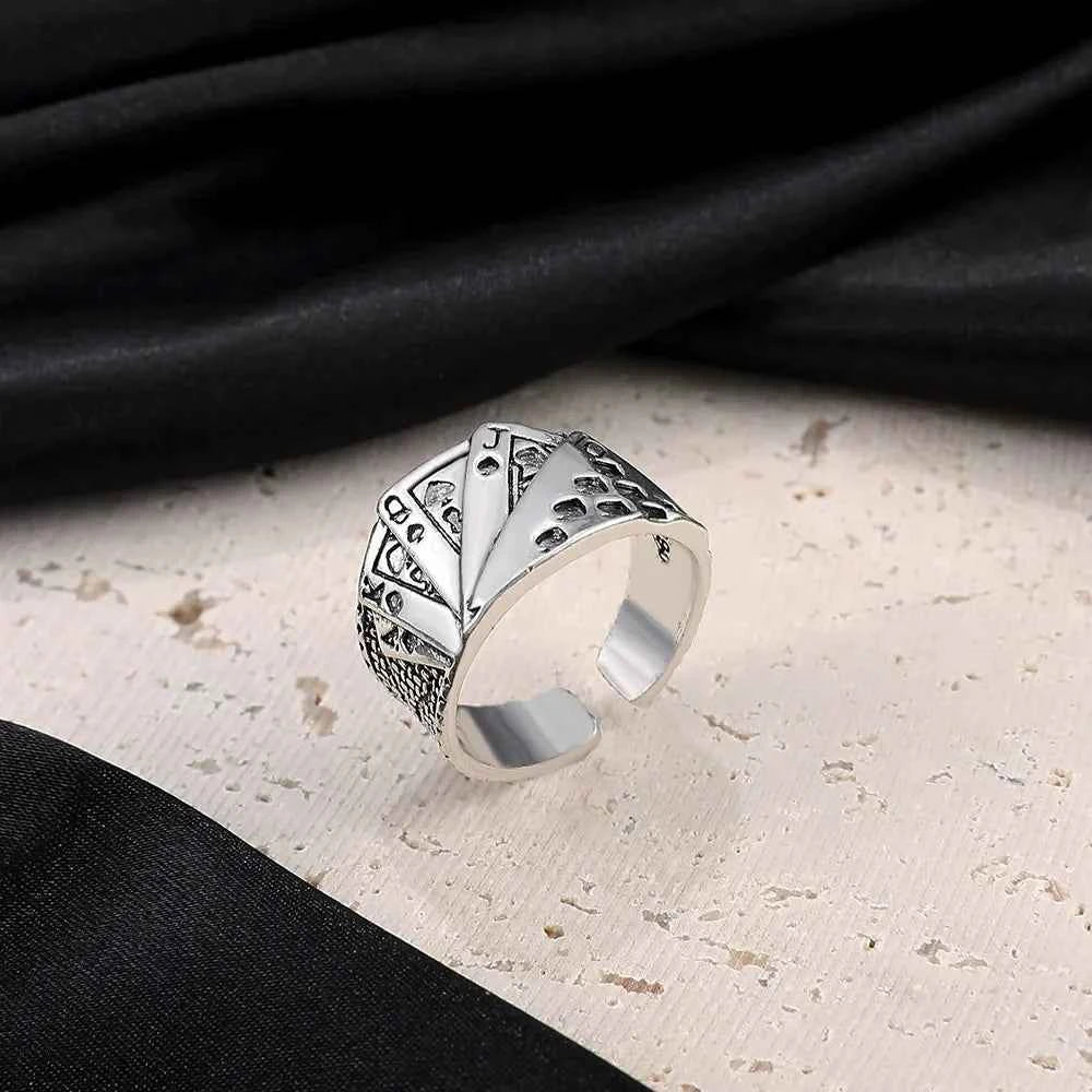 Silver Color Retro Poker Gothic Ring