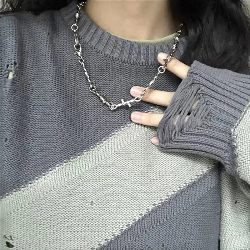 Y2K Punk Wire Necklace & Bracelet