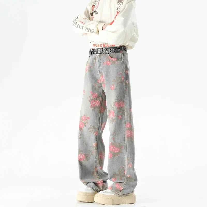 Y2K Versatile Floral Straight Leg Jeans