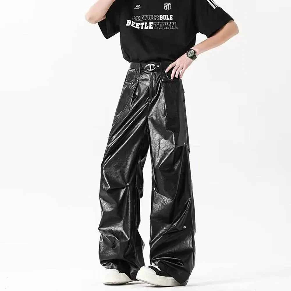 Versatile American Style Gothic Leather Pants
