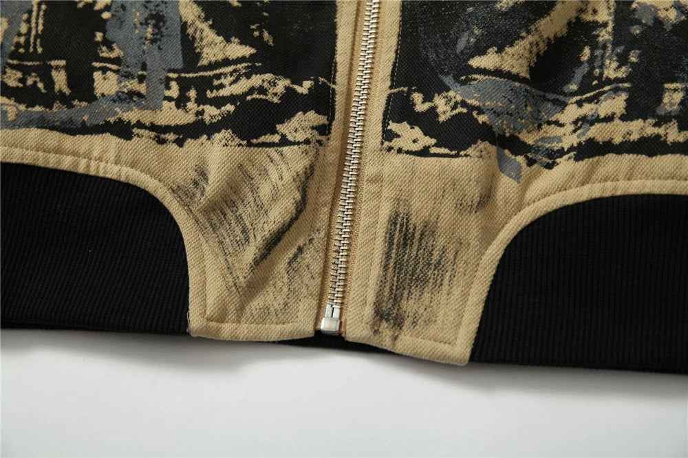 Streetwear Flexible Graffiti Patchwork Denim Jacket