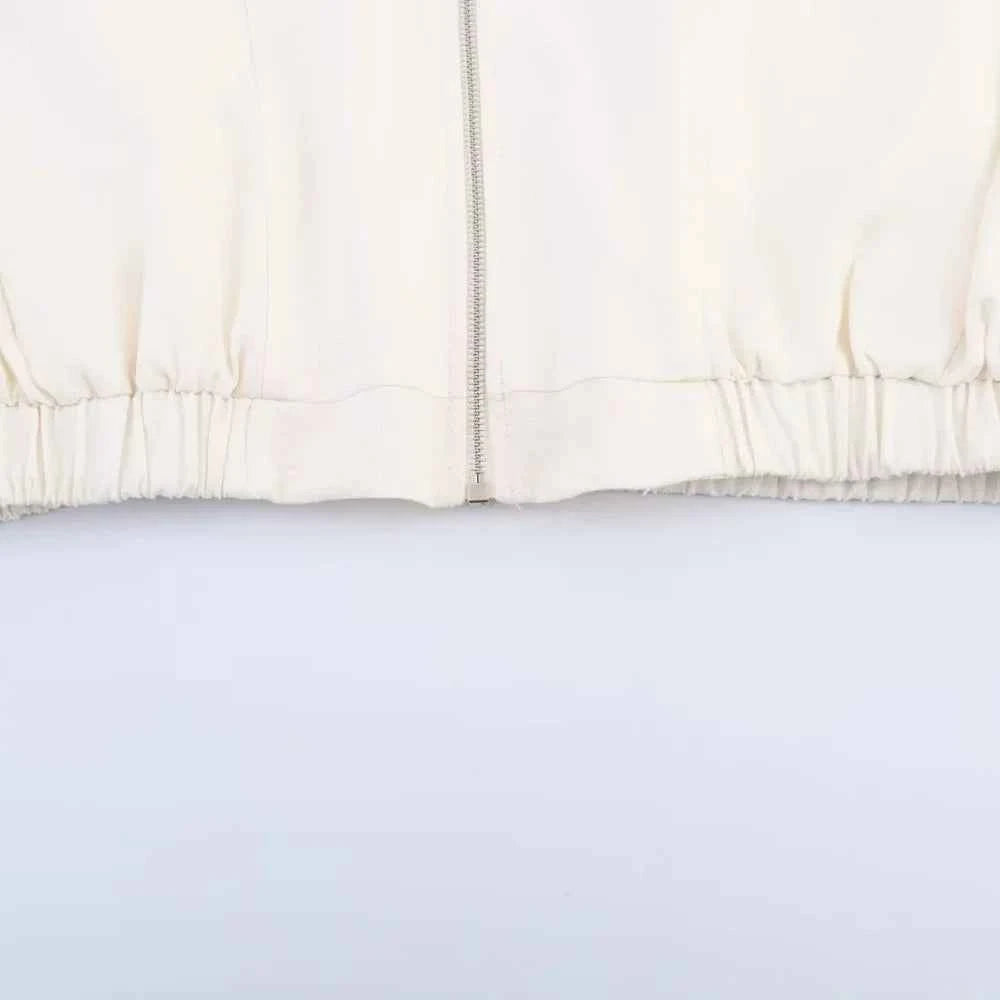 Insulated Linen Blend Zipper Windbreaker Jacket