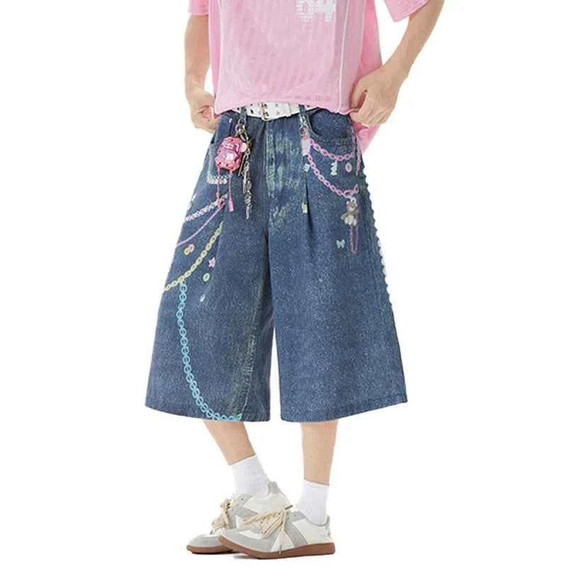 Stylish Loose Straight Cropped Denim Jorts
