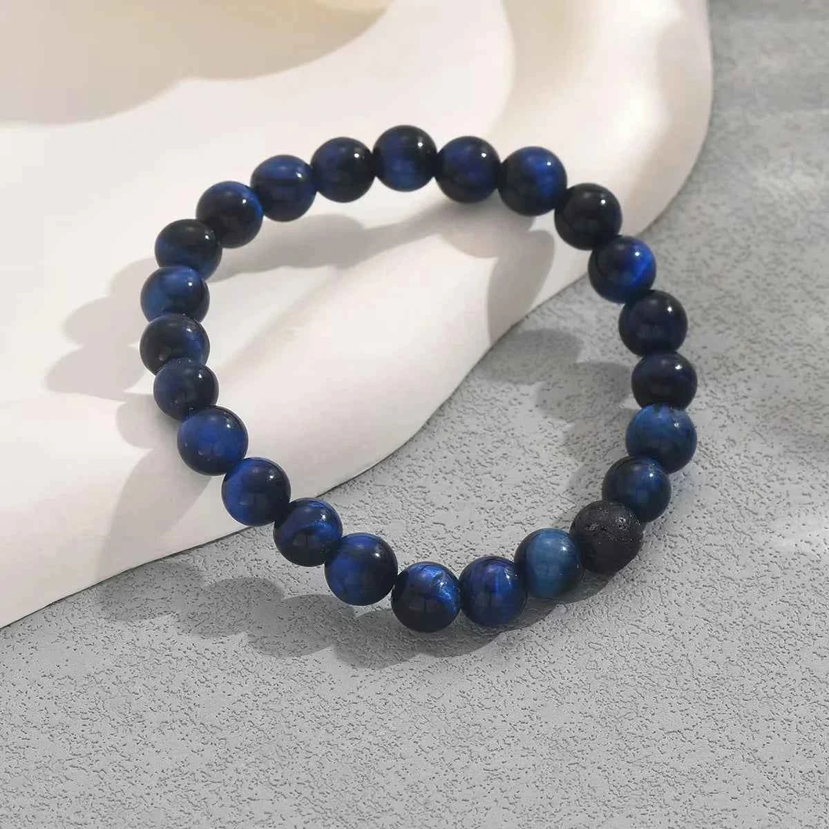 Vintage Blue Tiger Eye Beaded Bracelet