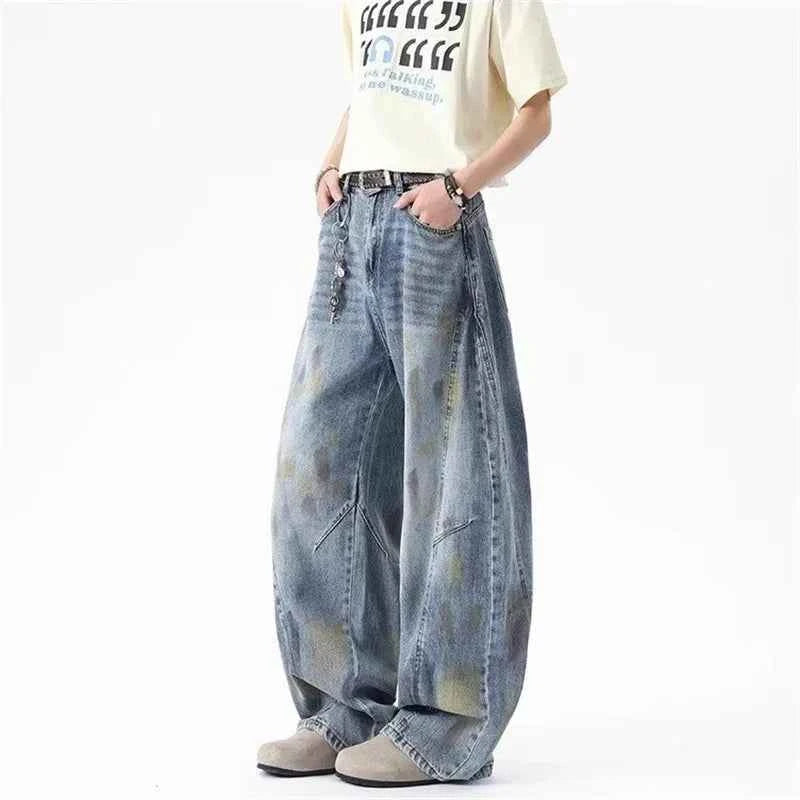 Streetwear Vintage Distressed Tie Dye Graffiti Jeans
