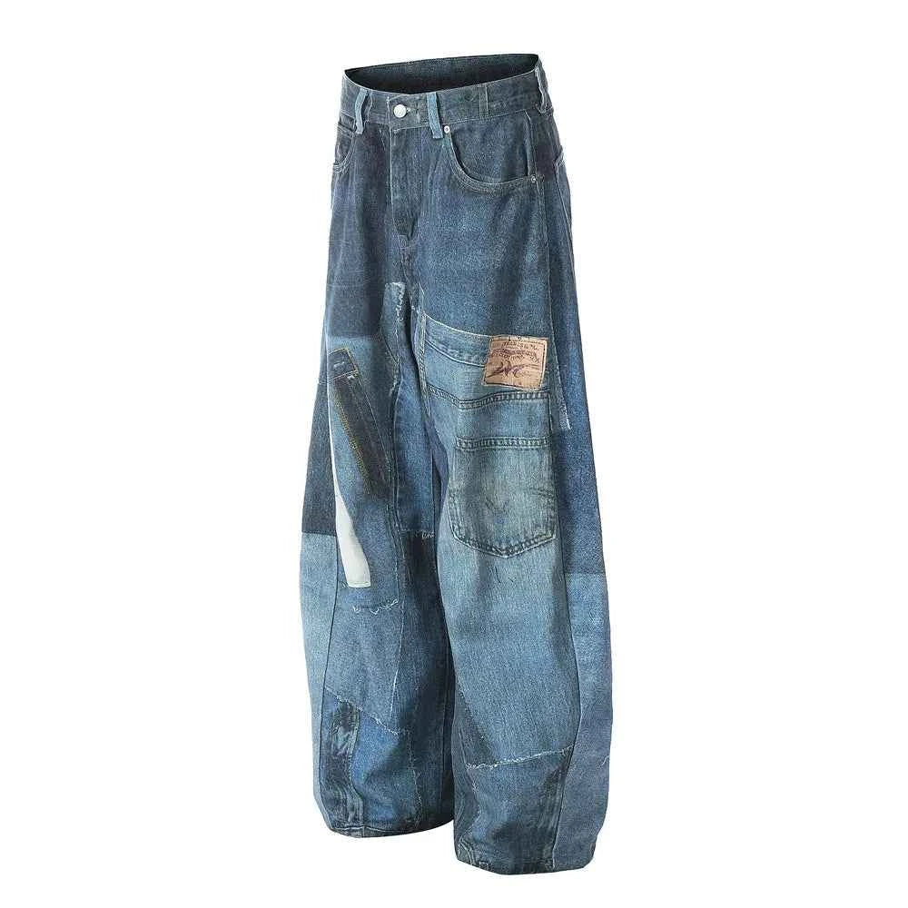 Streetwear Distressed Loose Wide Leg Cargo Jeans