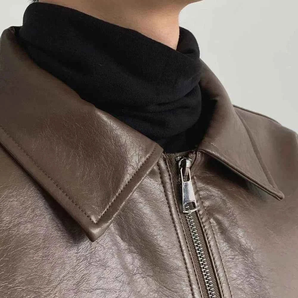 Long-lasting Retro Loose British Leather Jacket