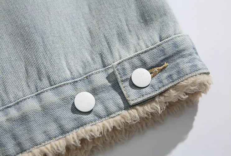 Winter Cozy Denim Faux Fur Denim Jacket