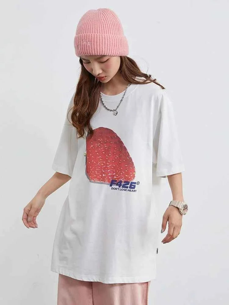 Women Retro Sweet Strawberry Graphic T-Shirt