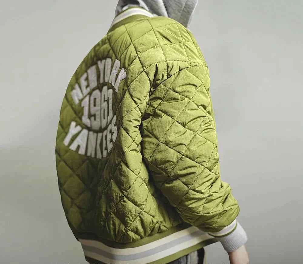Retro Green Diamond Quilted Padded Jacket
