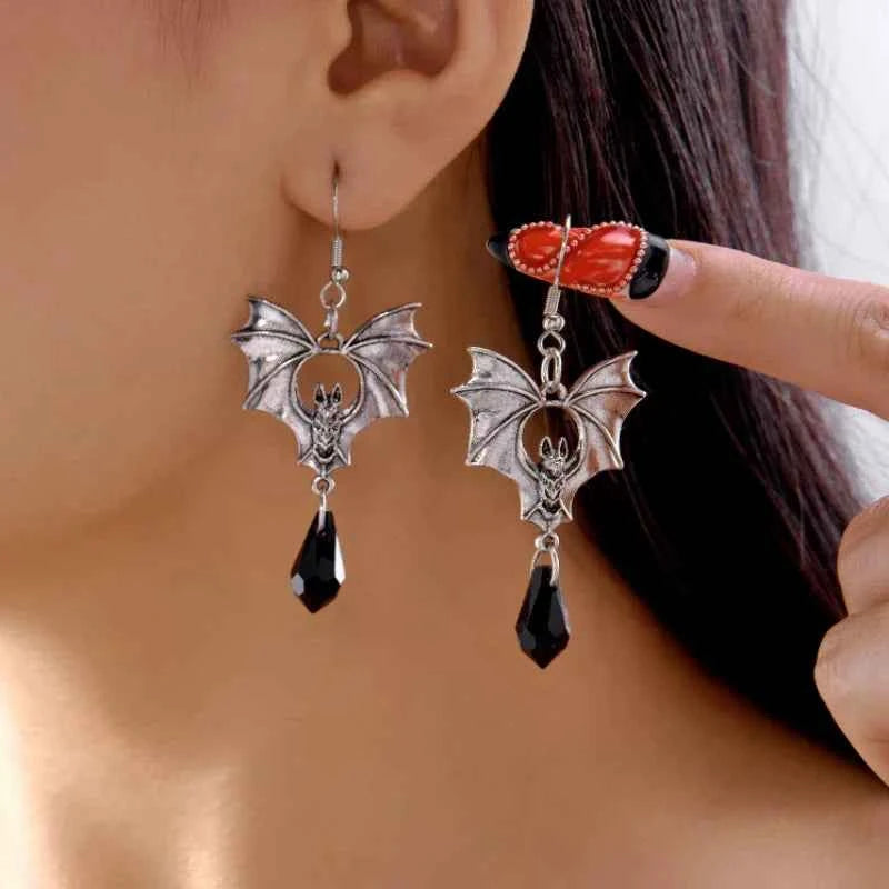 Halloween Gothic Bat Droplet Earrings
