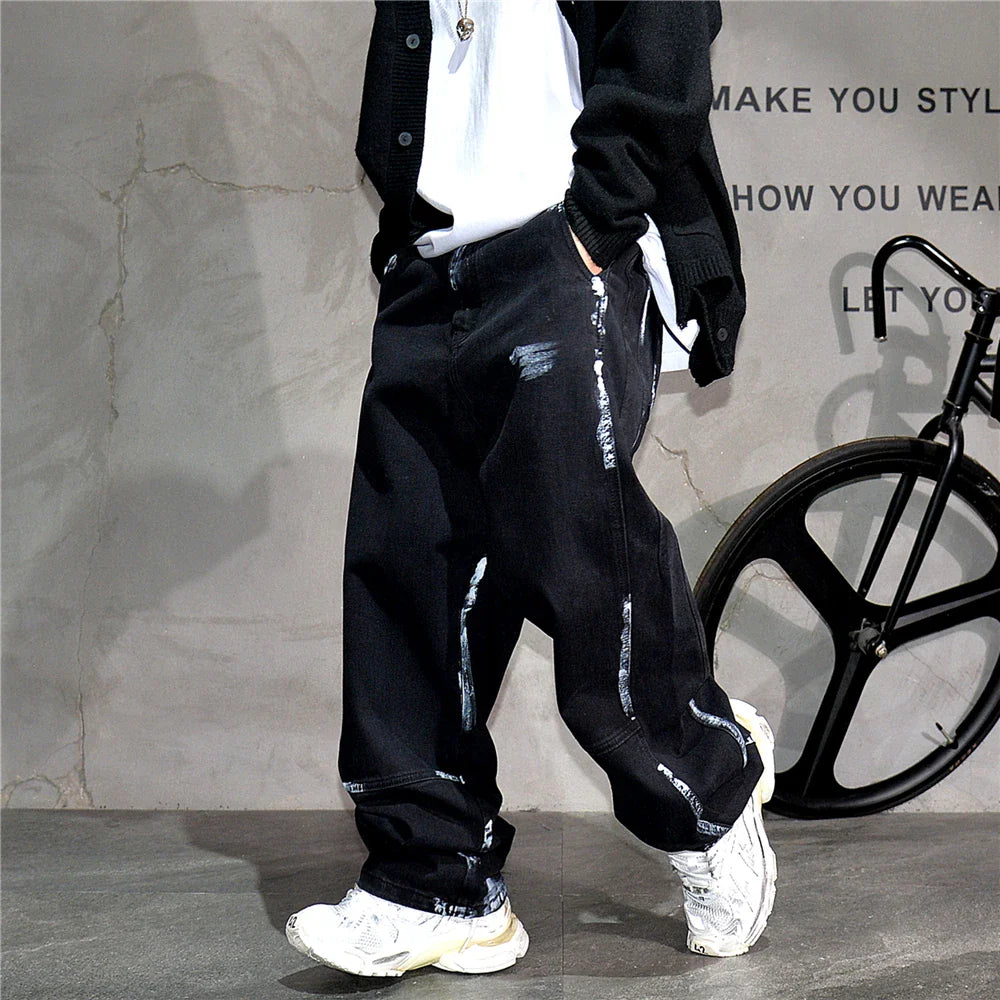Ebony Black Splash Paint Style Pants