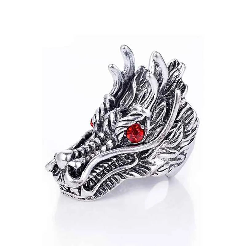 Handmade Large Red Eye Dragon Ring