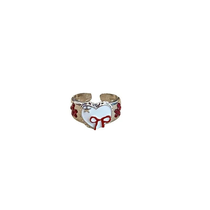 Sweet Heart Red Bow Rings - Luxuryurbanwear