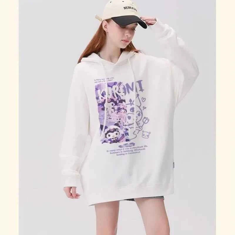 Relaxed Fit Kuromi Printed Loose Hoodie