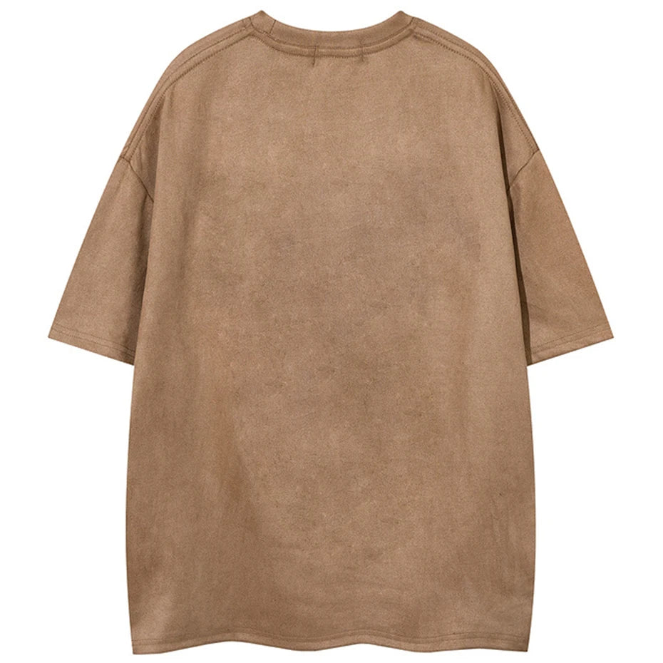 Streetwear Oversized Suede T-Shirt