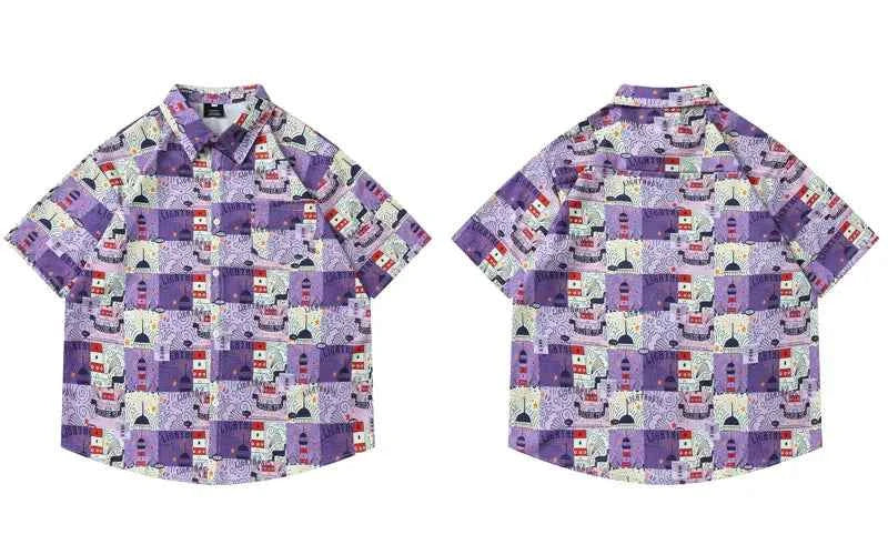 Y2K Trendy Hawaiian Graphic Printed Beach Shirt