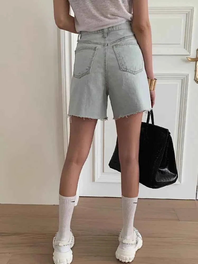 Light Blue High Waist Biker Short