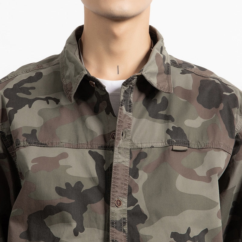 Classic Safari Camo Style Patch Pocket Jacket