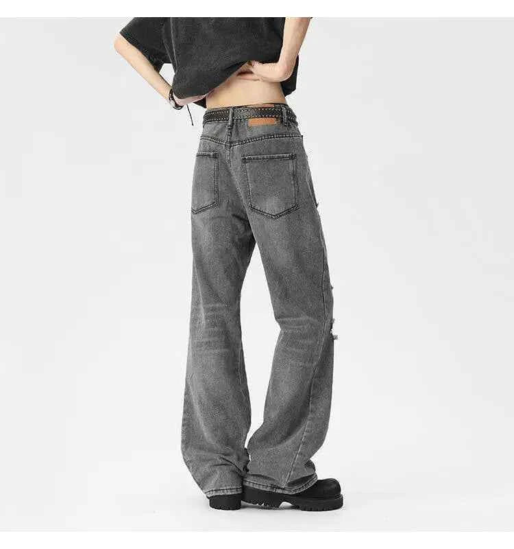 Oversized Energy Broken Hole Slim Jeans