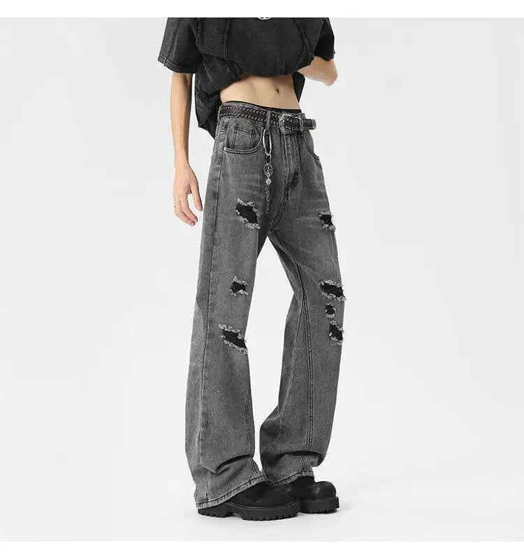Oversized Energy Broken Hole Slim Jeans