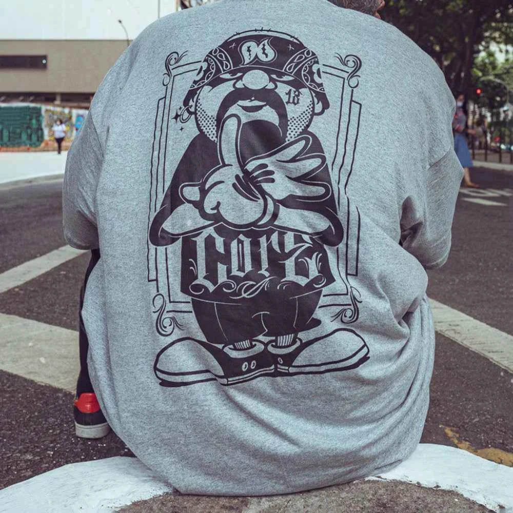 Snuggle-Ready Hip Hop Tattoo Print T-Shirt