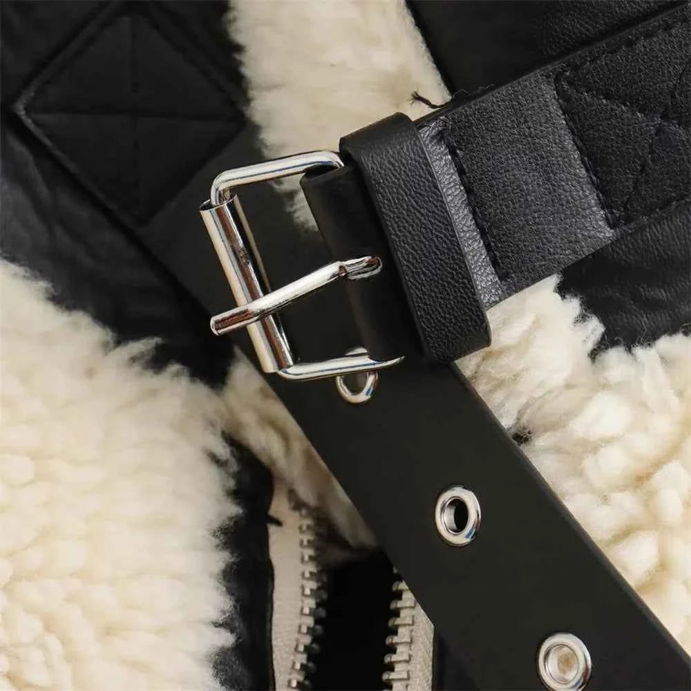 European Style Artificial Faux Fur Motorcycle Jacket