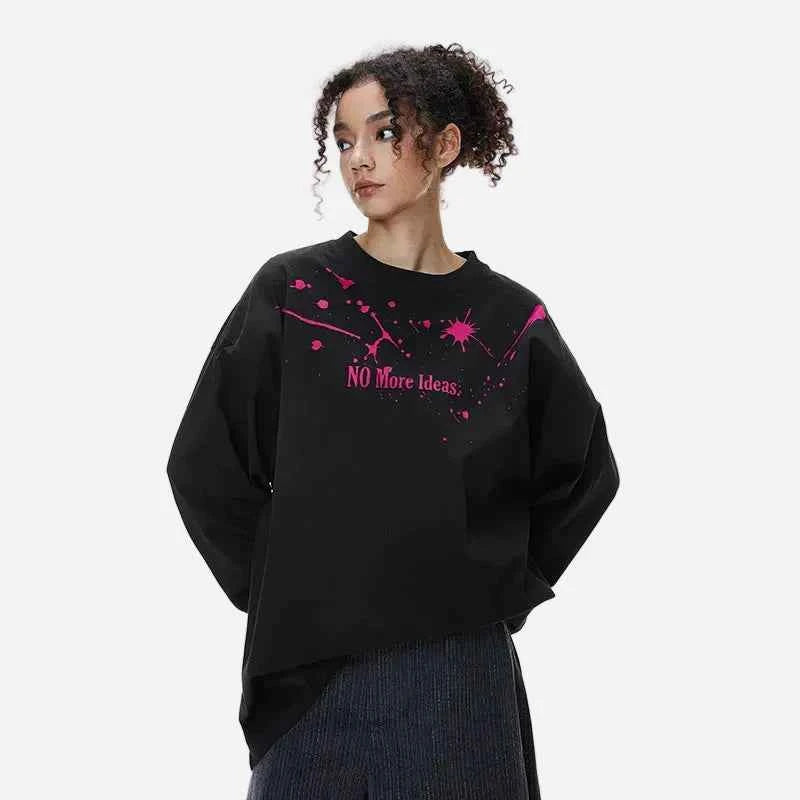 American Splatter Color Block Long Sleeve T-Shirt