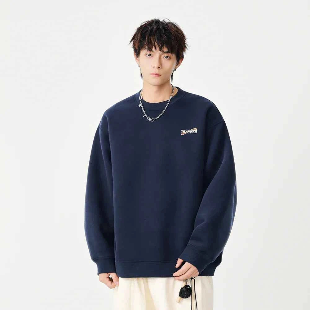 Comfortable Cozy Logo Print Crew Neck Sweatshirt