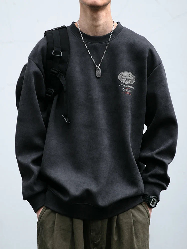 Gray Color Mountain Valley Design Sweater