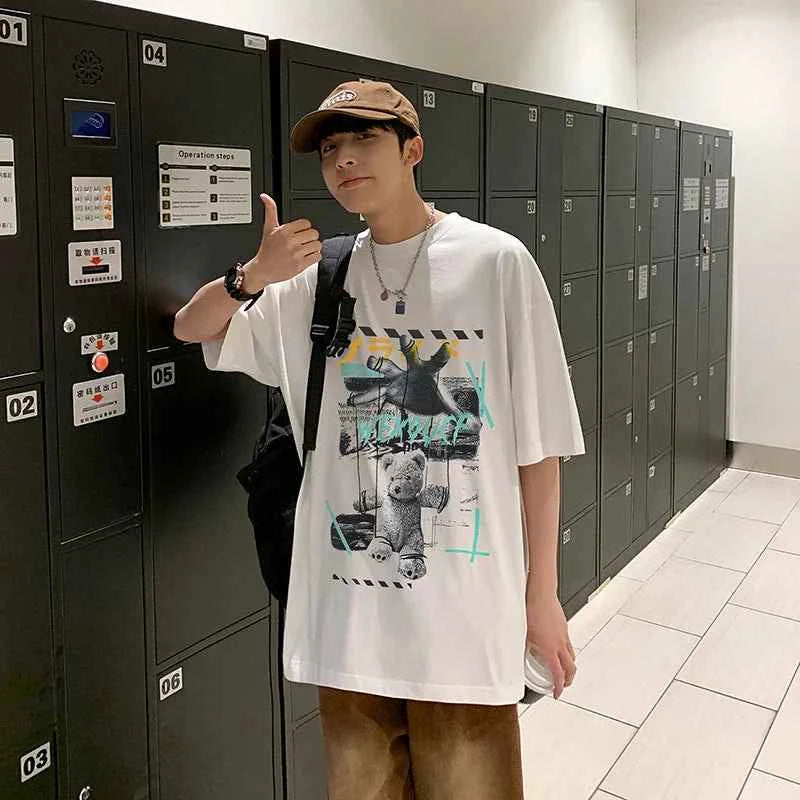 Y2K Stylish Bear Print Loose Fit T-Shirt