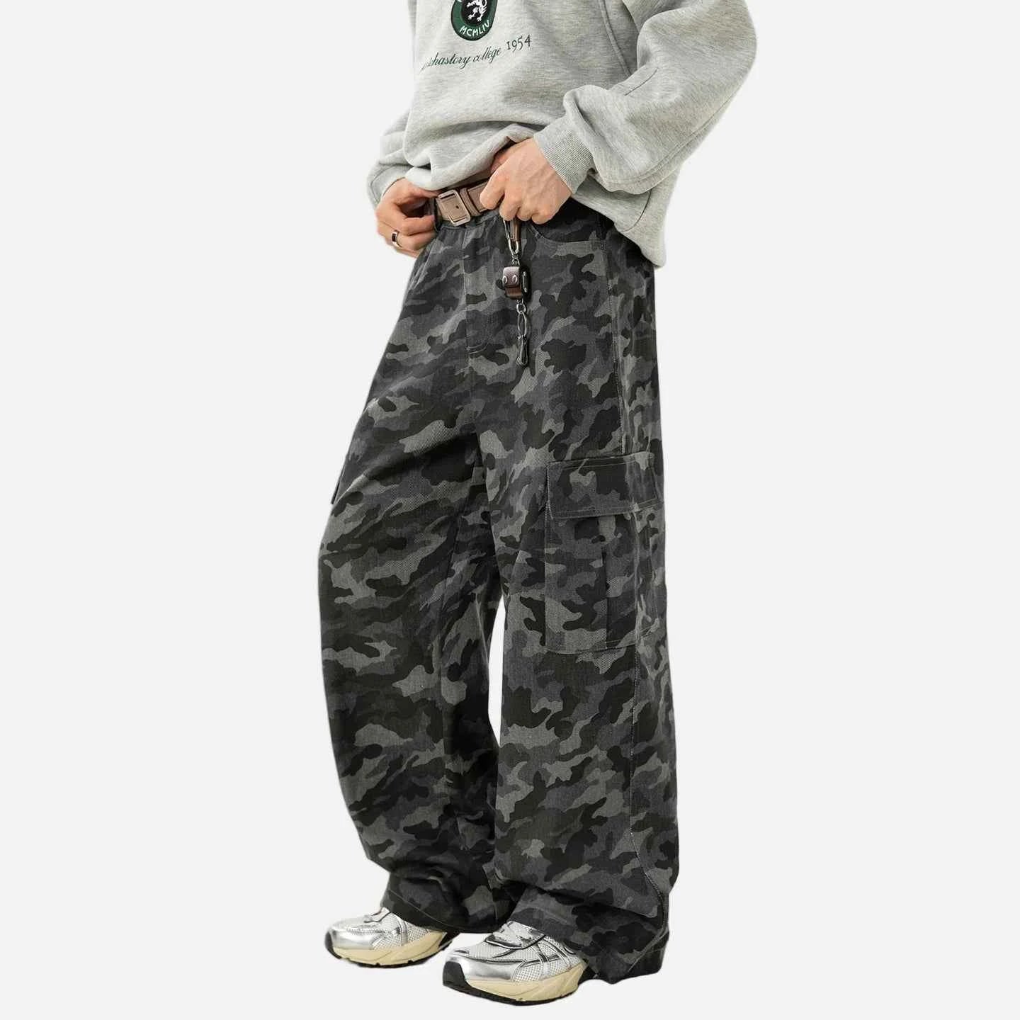 Vintage Tactical Camo Cargo Straight Leg Pants