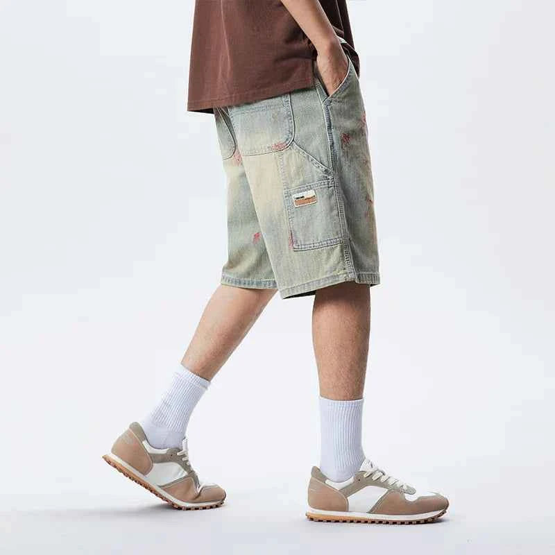 Trendy Casual Washed American Style Denim Short