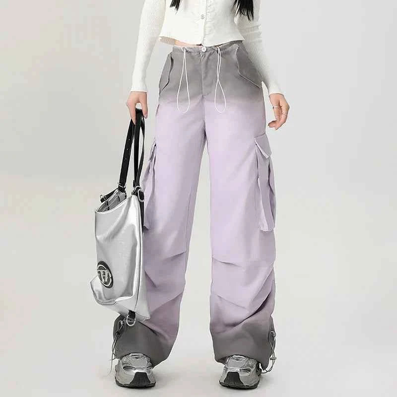 Cozy 90s Style Aesthetic Gradient Sports Cargo Pants